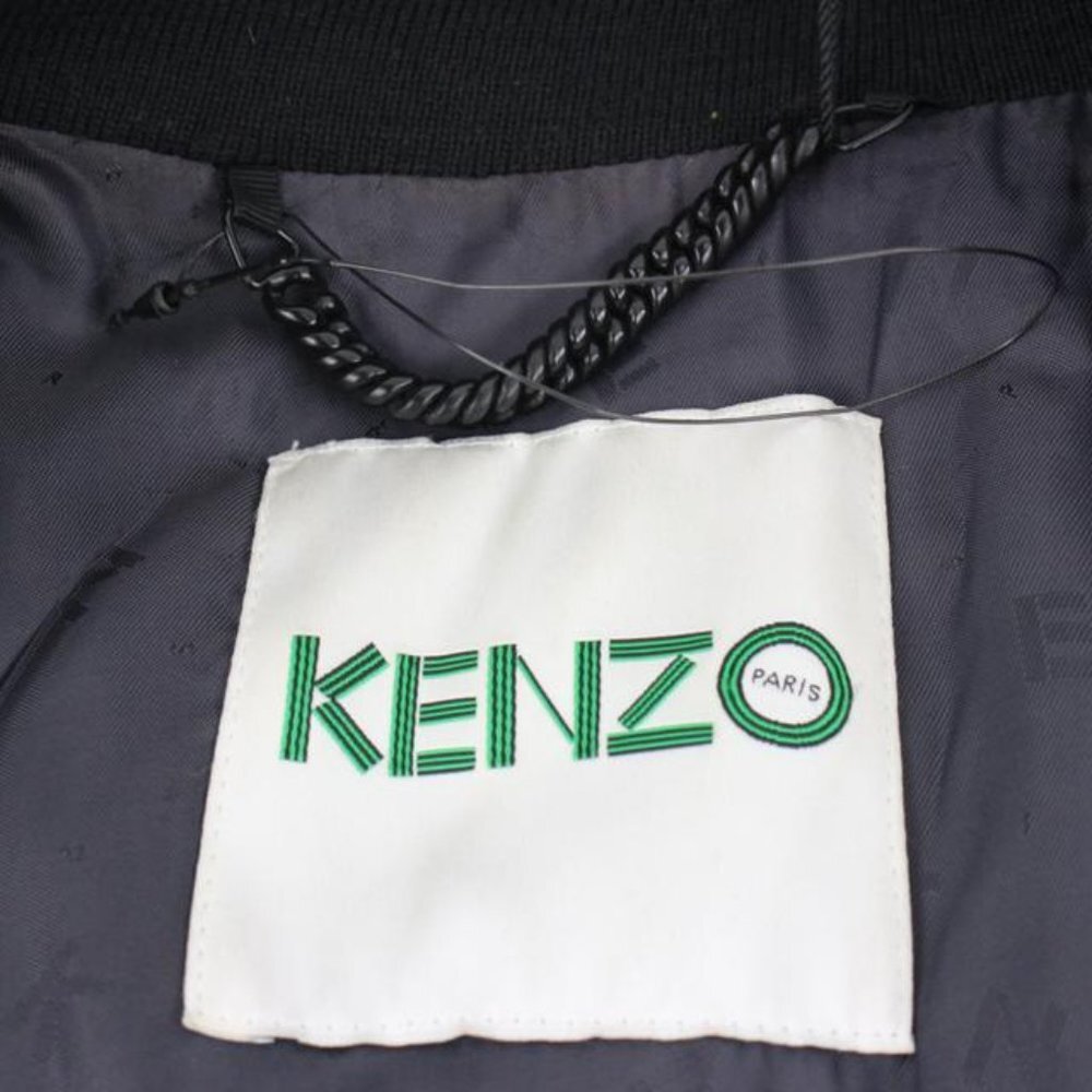 Kenzo Men's Large Limited Black Leather Moon Patch Jacket 124k17 - Picture 9 of 12